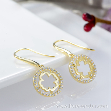 925 Silver Clover Fancy Earrings 9Ct Gold Earrings